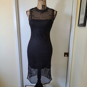 Black Dress with Fishnet Mesh